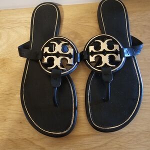 Authentic Tory Burch Black and Gold Sandals